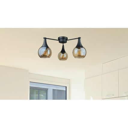Přisazený lustr STAR 3xE27/60W/230V černá/kouřová béžová