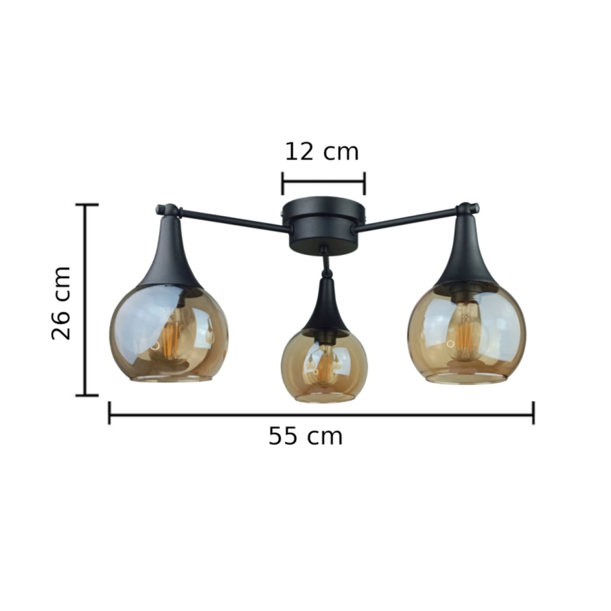 Přisazený lustr STAR 3xE27/60W/230V černá/kouřová béžová