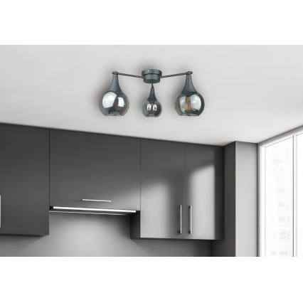 Přisazený lustr STAR 3xE27/60W/230V černá/kouřová černá