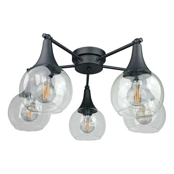 Přisazený lustr STAR 5xE27/60W/230V černá/čirá