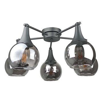 Přisazený lustr STAR 5xE27/60W/230V černá/kouřová černá
