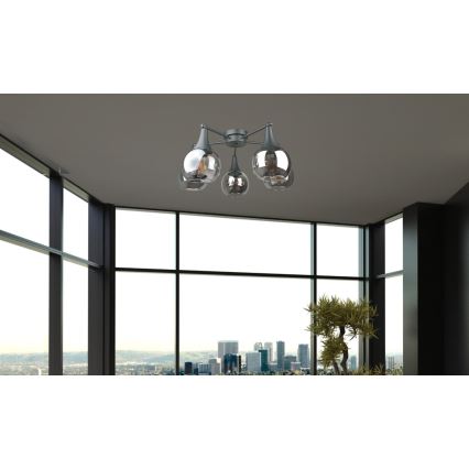 Přisazený lustr STAR 5xE27/60W/230V černá/kouřová černá