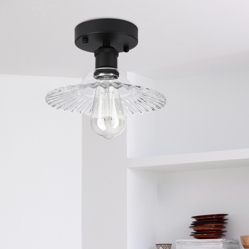 Přisazený lustr TRISH 1xE27/15W/230V černá/čirá