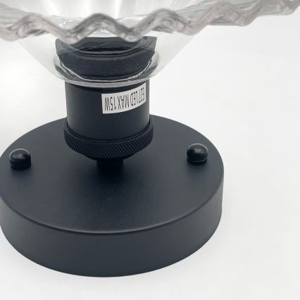 Přisazený lustr TRISH 1xE27/15W/230V černá/čirá