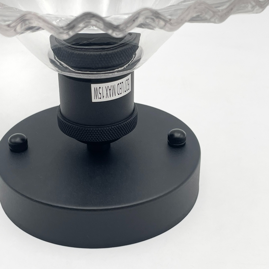 Přisazený lustr TRISH 1xE27/15W/230V černá/čirá