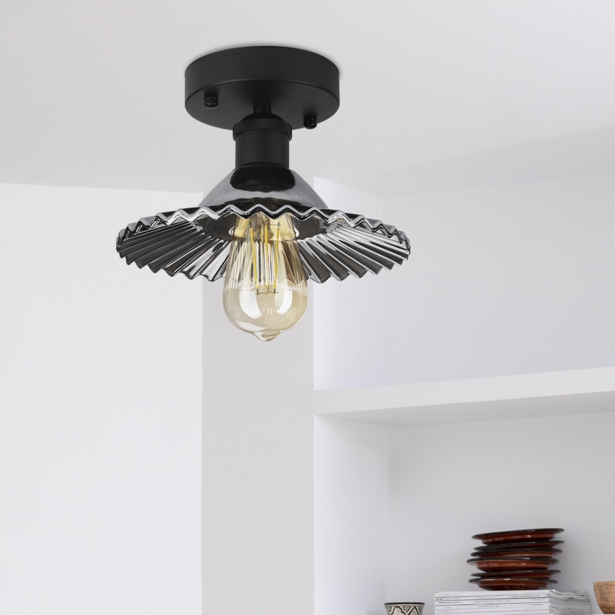 Přisazený lustr TRISH 1xE27/15W/230V černá/kouřová černá