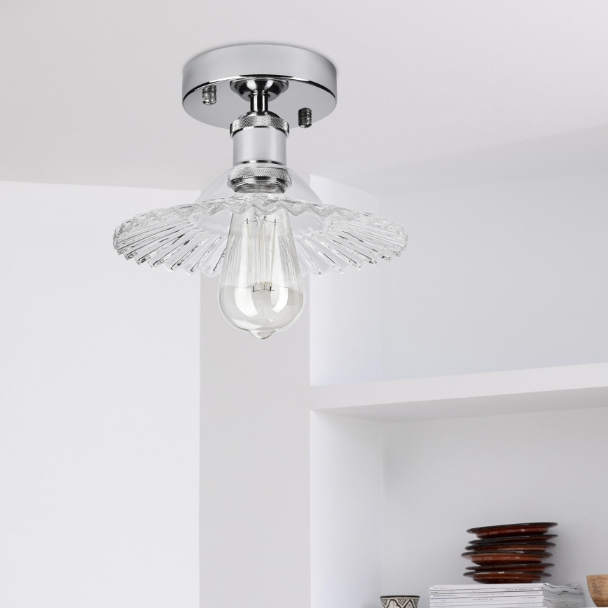 Přisazený lustr TRISH 1xE27/15W/230V lesklý chrom/čirá