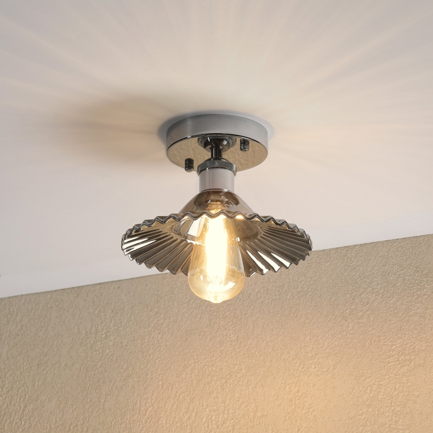 Přisazený lustr TRISH 1xE27/15W/230V lesklý chrom/kouřová černá