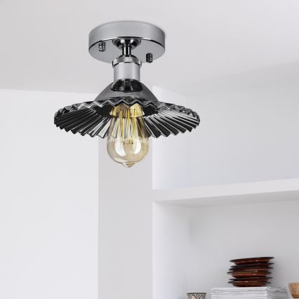 Přisazený lustr TRISH 1xE27/15W/230V lesklý chrom/kouřová černá