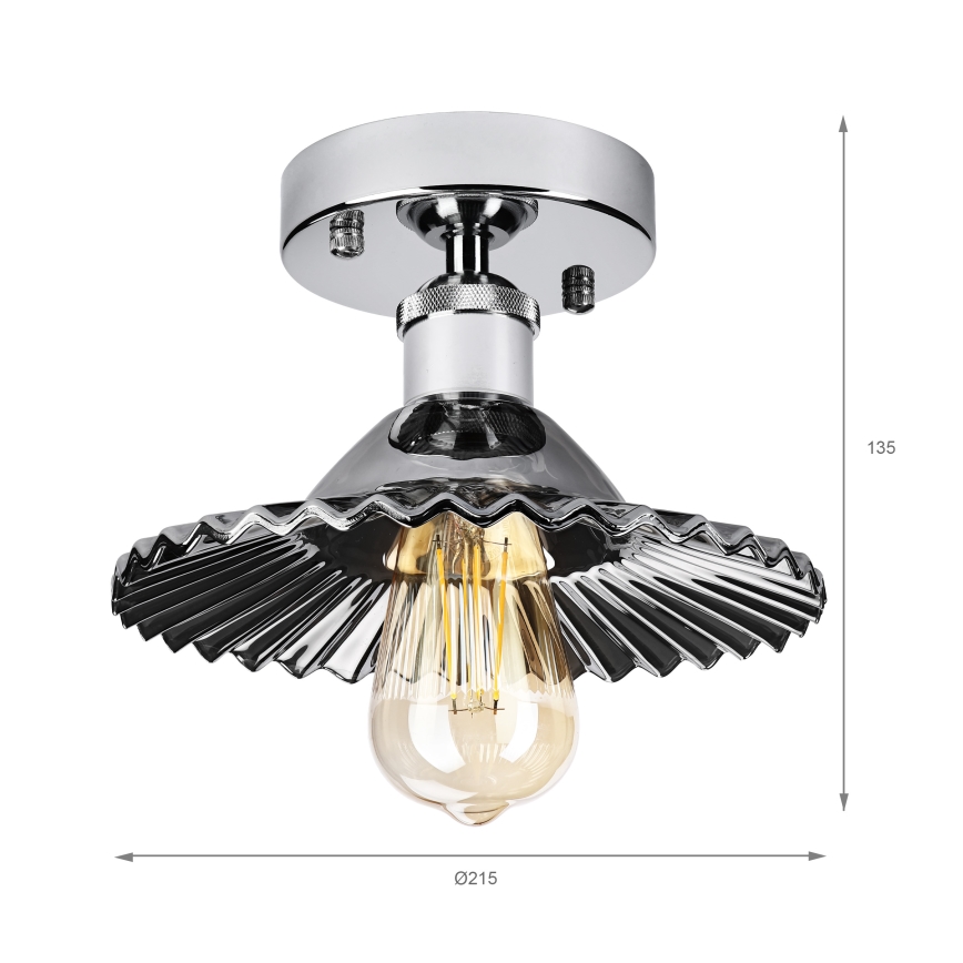 Přisazený lustr TRISH 1xE27/15W/230V lesklý chrom/kouřová černá