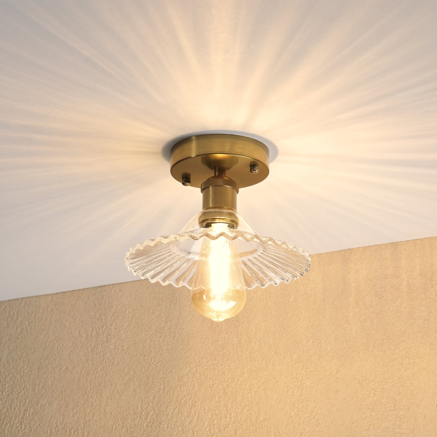 Přisazený lustr TRISH 1xE27/15W/230V zlatá/čirá