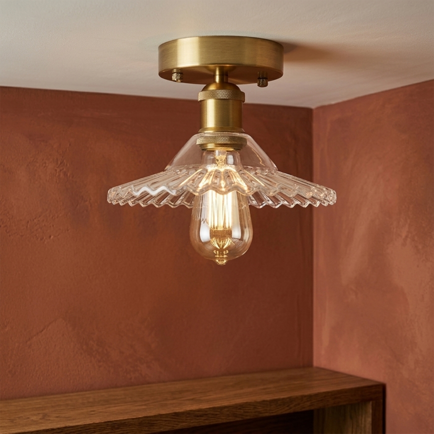 Přisazený lustr TRISH 1xE27/15W/230V zlatá/čirá