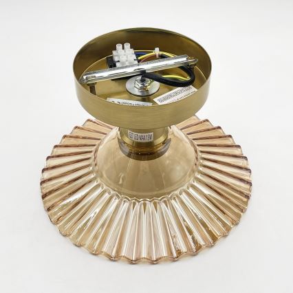 Přisazený lustr TRISH 1xE27/15W/230V zlatá/kouřová béžová