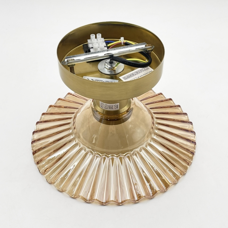 Přisazený lustr TRISH 1xE27/15W/230V zlatá/kouřová béžová