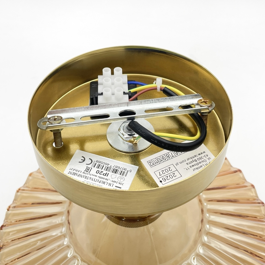 Přisazený lustr TRISH 1xE27/15W/230V zlatá/kouřová béžová