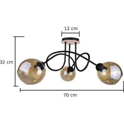 Přisazený lustr VENUS WOOD 3xE27/60W/230V