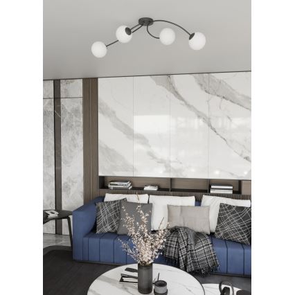 Přisazený lustr VIBRA 4xE14/10W/230V černá/bílá