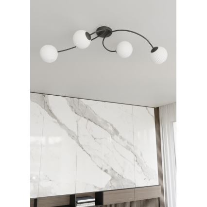 Přisazený lustr VIBRA 4xE14/10W/230V černá/bílá