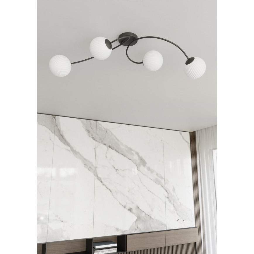 Přisazený lustr VIBRA 4xE14/10W/230V černá/bílá