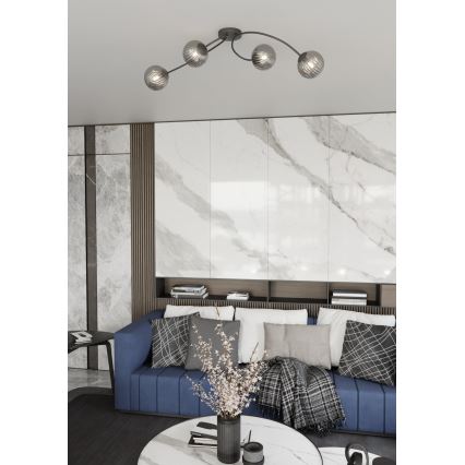 Přisazený lustr VIBRA 4xE14/10W/230V černá/šedá