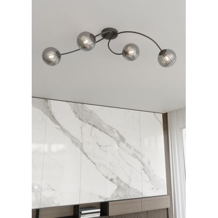 Přisazený lustr VIBRA 4xE14/10W/230V černá/šedá