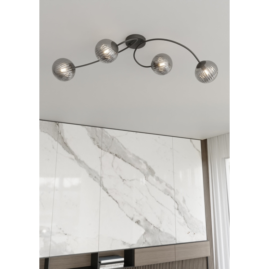 Přisazený lustr VIBRA 4xE14/10W/230V černá/šedá