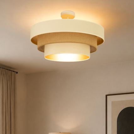 Přisazený lustr WENTA 1xE27/60W/230V pr. 50 cm béžová/zlatá