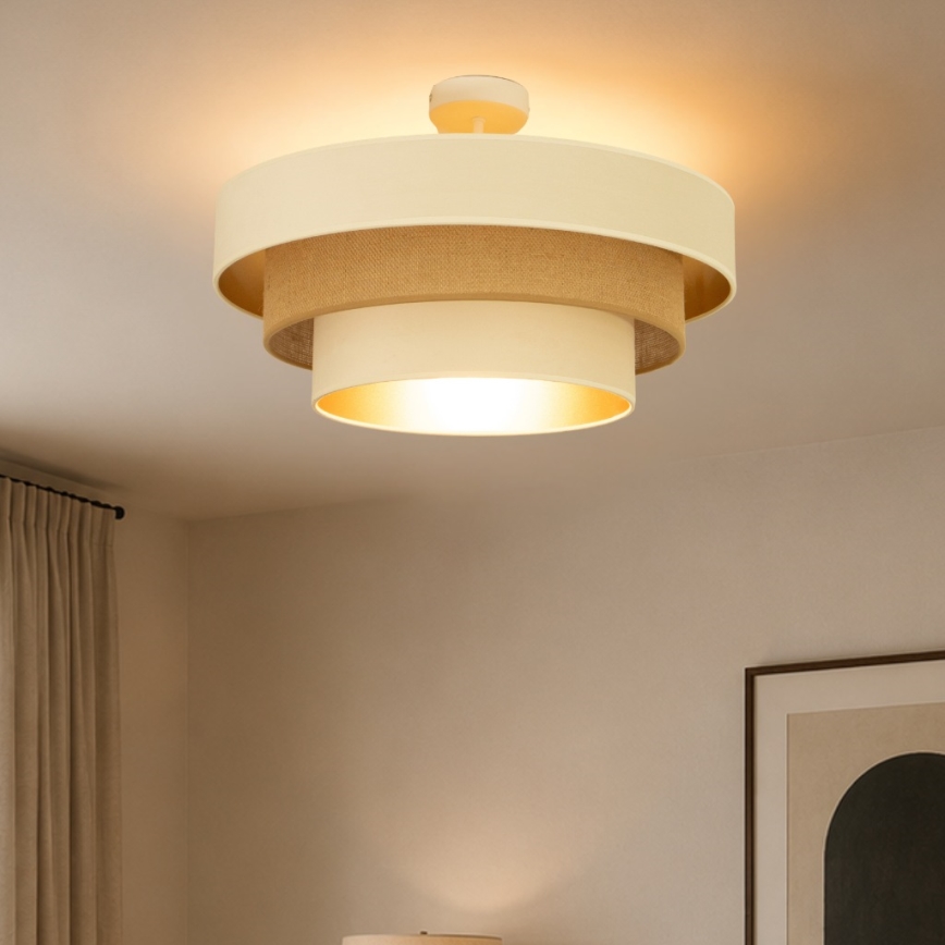 Přisazený lustr WENTA 1xE27/60W/230V pr. 50 cm béžová/zlatá