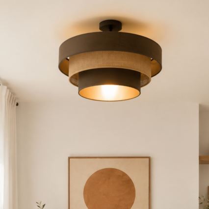 Přisazený lustr WENTA 1xE27/60W/230V pr. 50 cm hnědá/juta