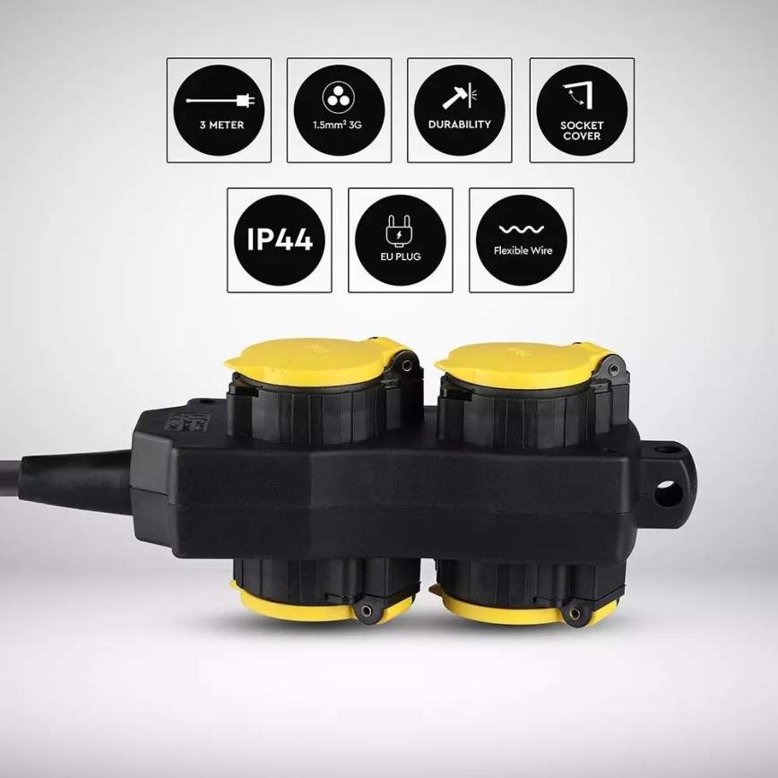 Prodlužovací kabel 4Z SCHUKO 3m IP44