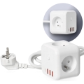 Prodlužovací kabel kostka s vypínačem LINEA 3x230V + 4xUSB A/C bílá