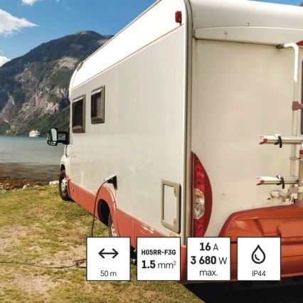 Prodlužovací kabel na bubnu se 4 zásuvkami 50m červená IP44