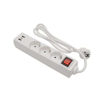 Prodlužovací kabel s vypínačem 3Z+2xUSB-A+1xUSB-C 1,5m SCHUKO bílá
