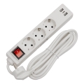 Prodlužovací kabel s vypínačem 3Z+2xUSB-A+1xUSB-C 3m SCHUKO bílá