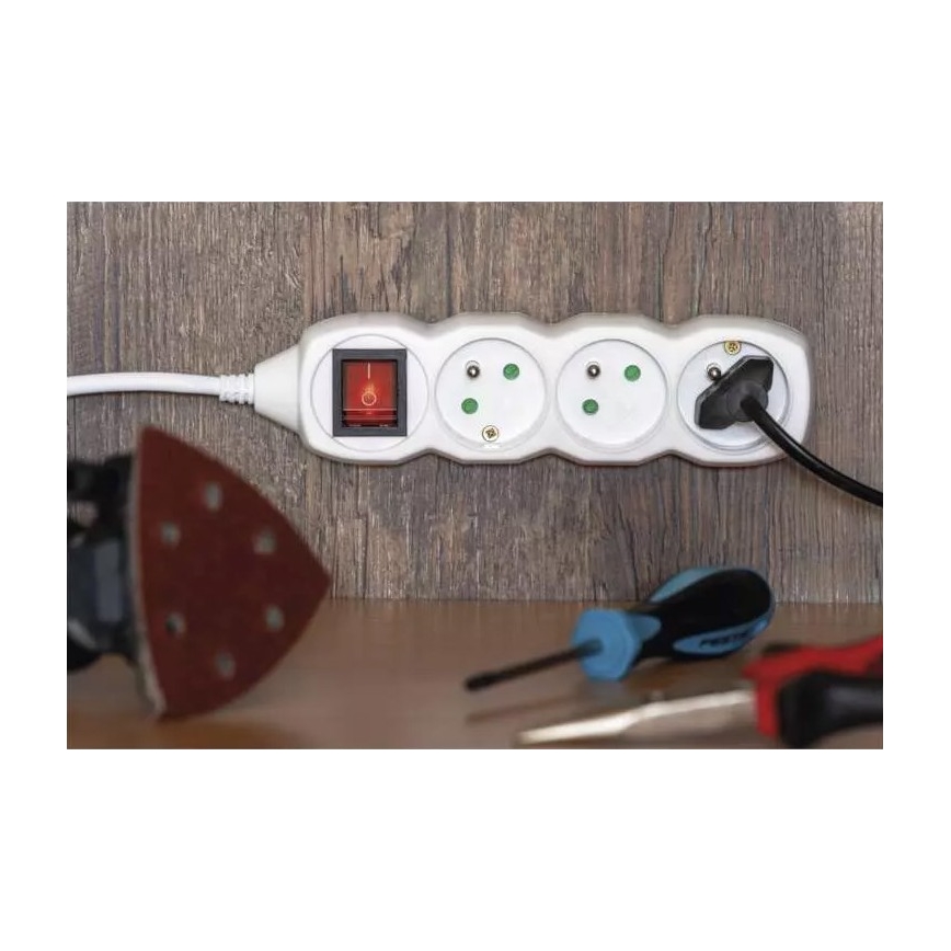 Prodlužovací kabel s vypínačem 5Z 3m bílá