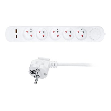 Prodlužovací kabel s vypínačem 5Z s USB A+C nabíjením 3 m