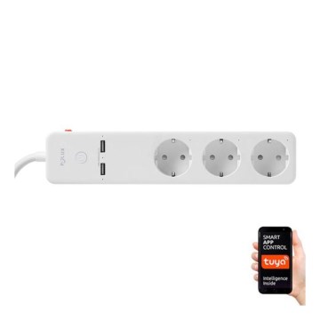 Prodlužovací kabel SMART s vypínačem 1,5m + 2xUSB/Wi-Fi Tuya SCHUKO