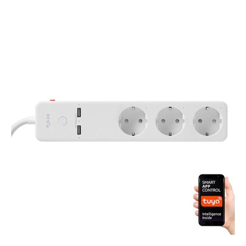 Prodlužovací kabel SMART s vypínačem 1,5m + 2xUSB/Wi-Fi Tuya SCHUKO