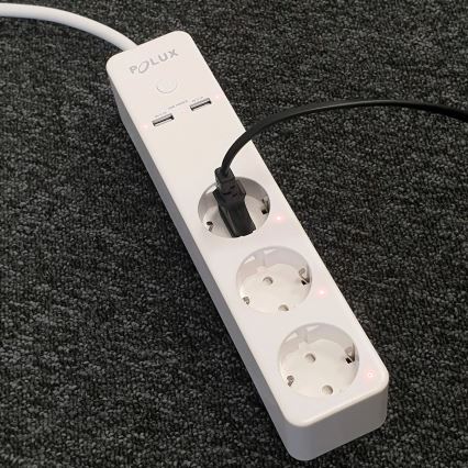 Prodlužovací kabel SMART s vypínačem 1,5m + 2xUSB/Wi-Fi Tuya SCHUKO