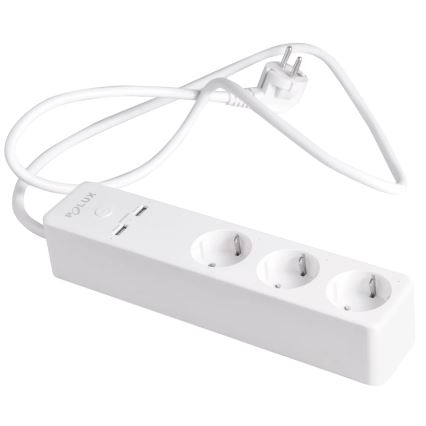 Prodlužovací kabel SMART s vypínačem 1,5m + 2xUSB/Wi-Fi Tuya SCHUKO