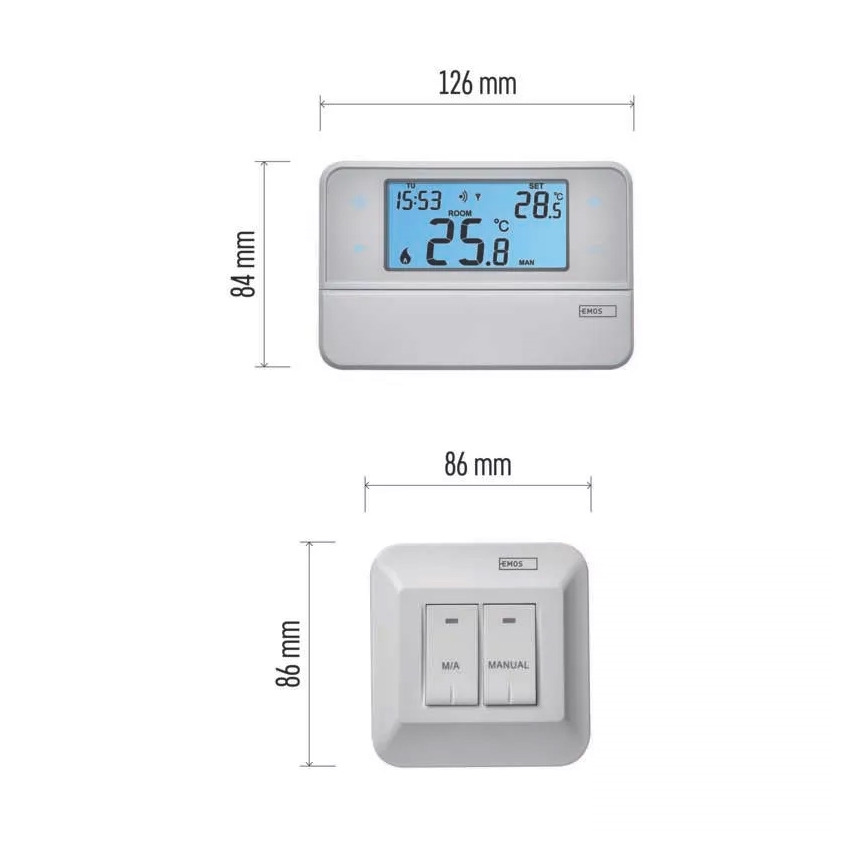 Programovatelný termostat 230V + 2xAA