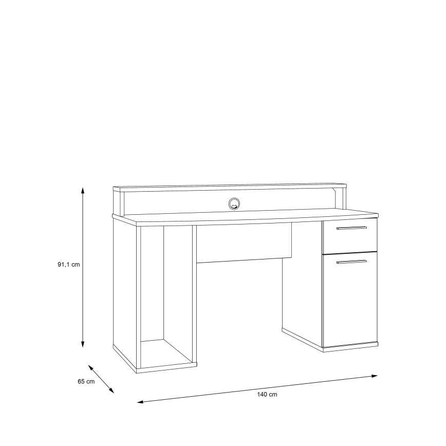 Psací strůl s podsvícením IVAR 140x65 cm černá