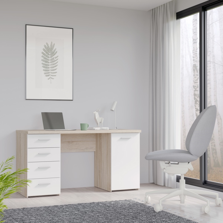 Psací stůl ARENO 145x60 cm bílá/dub sonoma