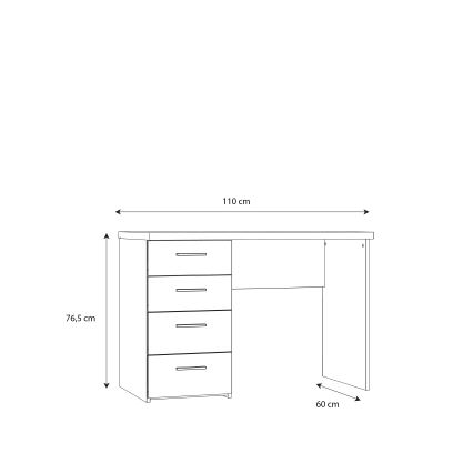 Psací stůl GINO 110x60 cm bílá