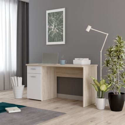 Psací stůl GINO 140x60 cm bílá/dub sonoma
