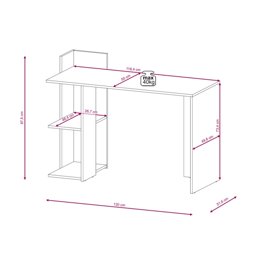Psací stůl MARLO šedá beton/bílá