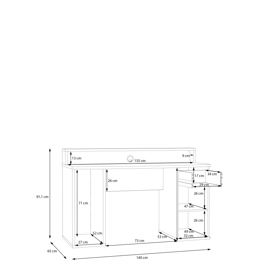 Psací stůl s podsvícením IVAR bílá