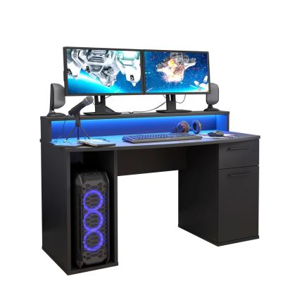 Psací stůl s podsvícením IVAR černá