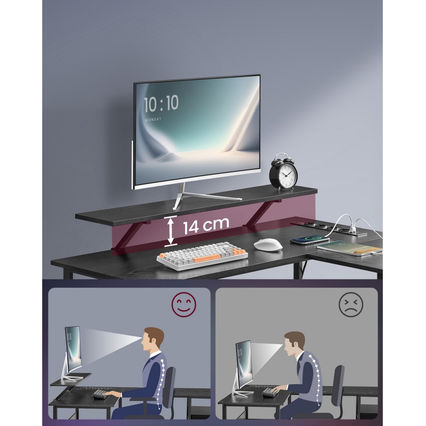 Psací stůl s podsvícením SOLEA-X 150x120 cm hnědá/černá