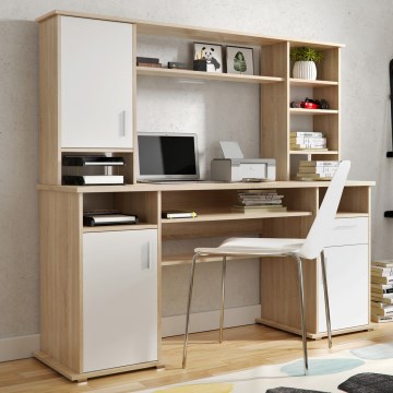 Psací stůl s policí ELIAN 160x53 cm dub sonoma/bílá